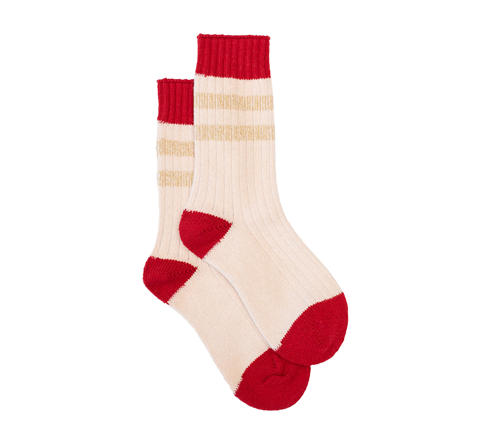 Chunky ribbed socks blush & cherry