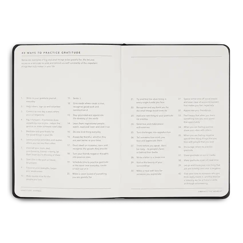 Gratitude soft cover journal black B6