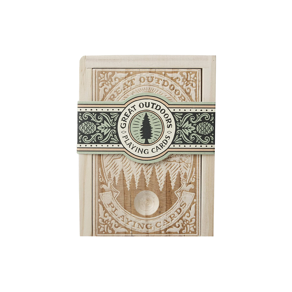 Great Outdoors playing cards in wooden box