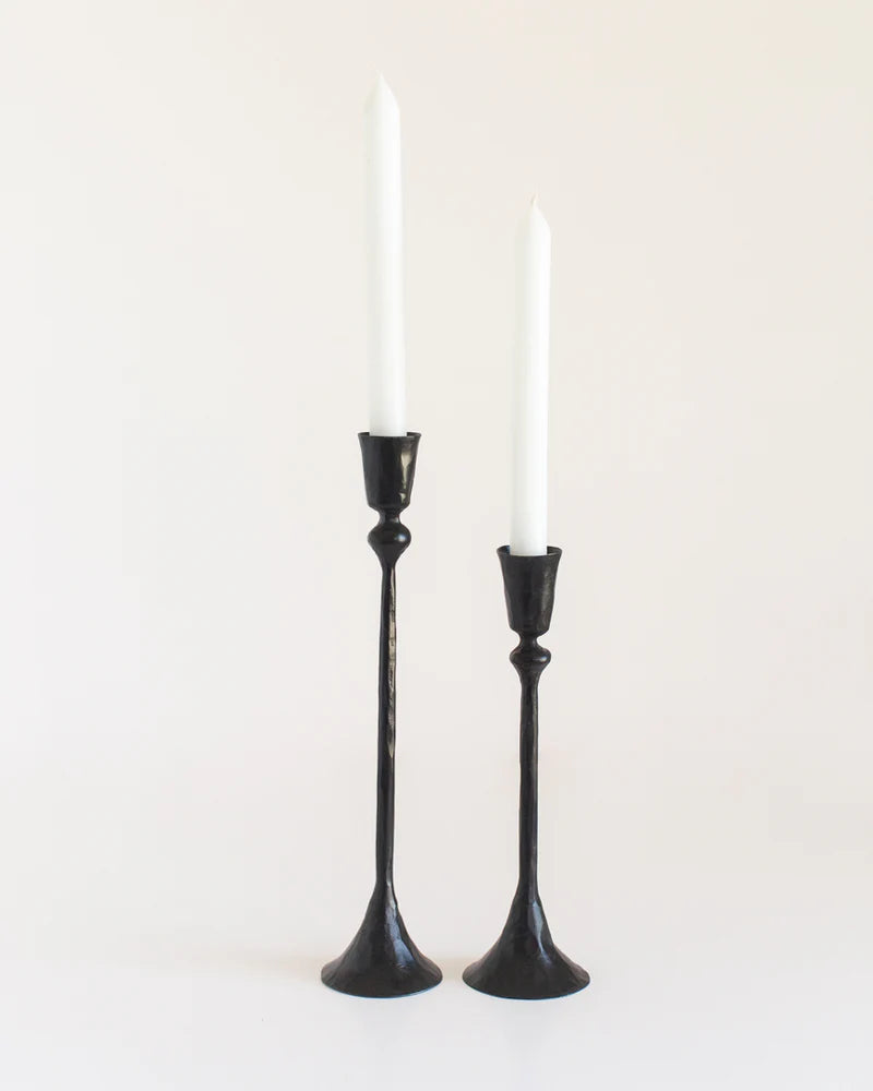 Hand forged iron candle holder black 24cm
