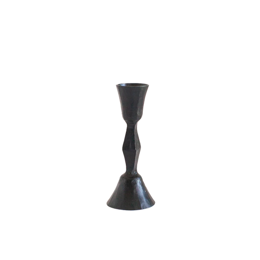 Hand-forged diamante candle holder black 13cm
