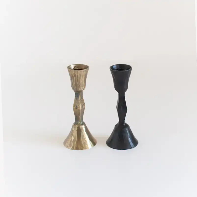 Hand-forged candleholder brass finish 13cm