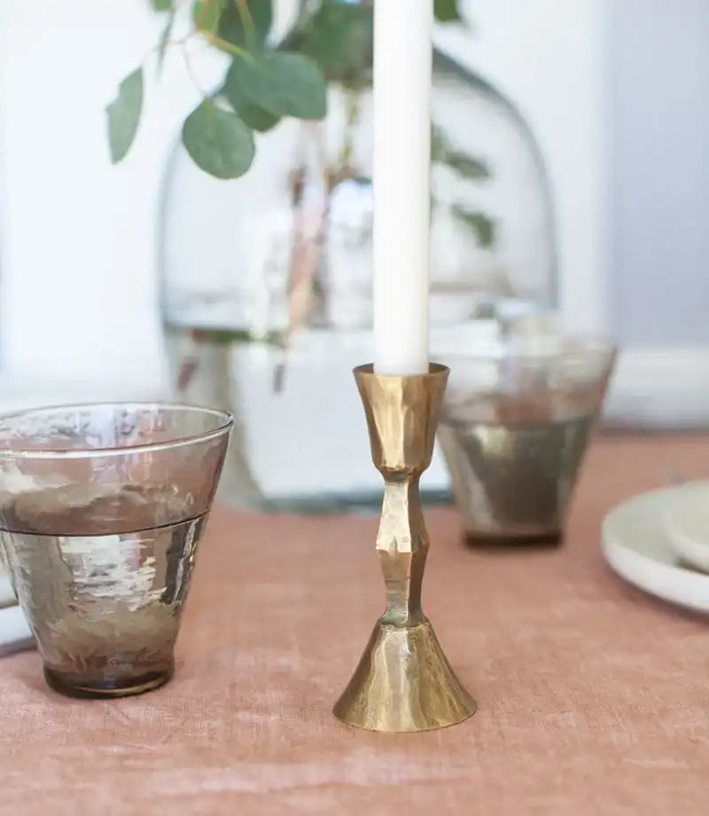 Hand-forged candleholder brass finish 13cm