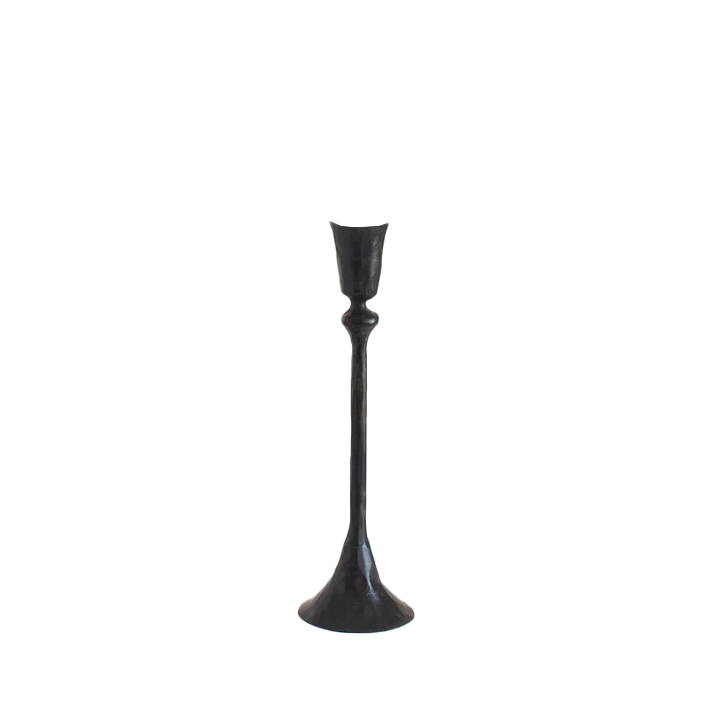 Hand forged iron candle holder black 24cm
