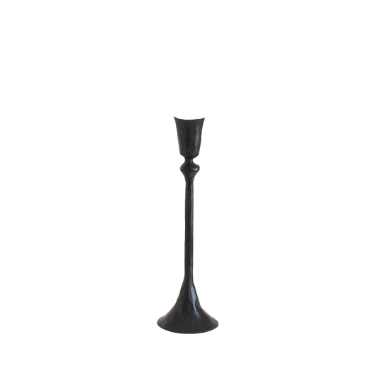 Hand forged iron candle holder black 24cm
