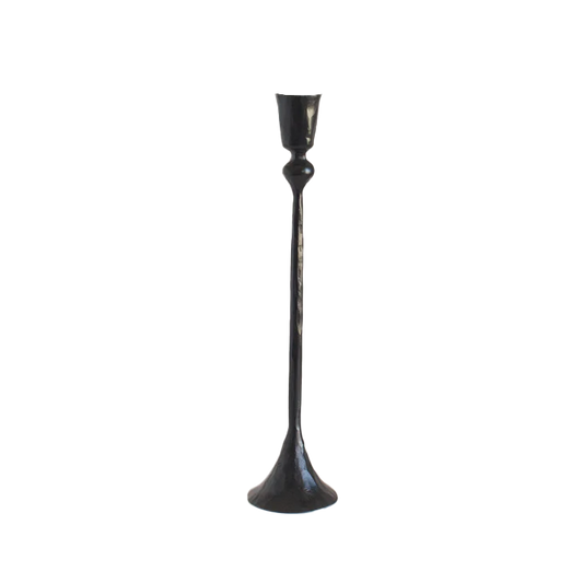 Hand forged iron candle holder black 30cm