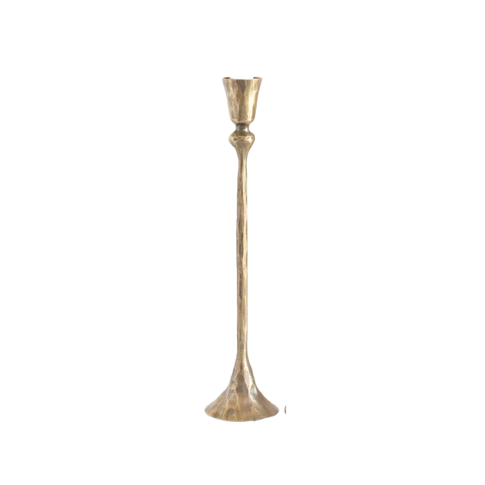 Hand-forged iron candle holder brass finish 30cm