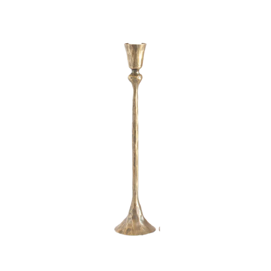 Hand-forged iron candle holder brass finish 30cm