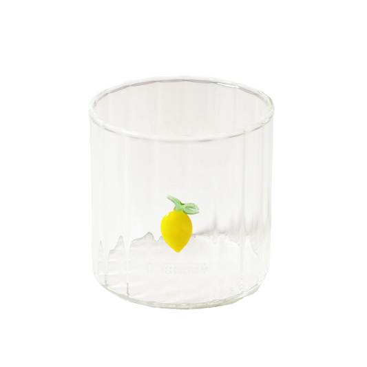 Glass tumbler with lemon motif 8cm