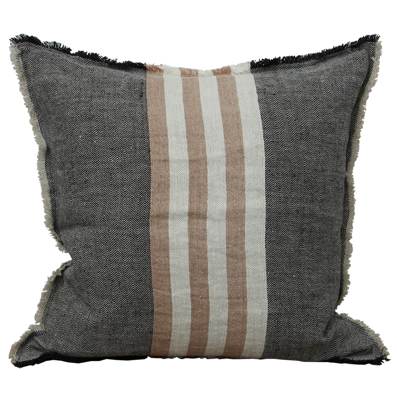 Herringbone striped cushion cover 50cm black spice