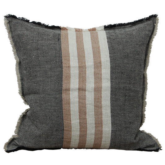 Herringbone striped cushion cover 50cm black spice