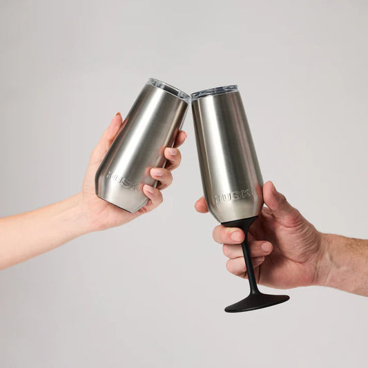 Huski champagne flute brushed stainless 240ml