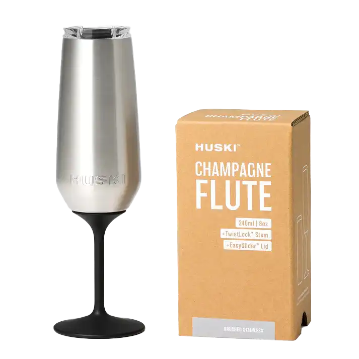 Huski champagne flute brushed stainless 240ml