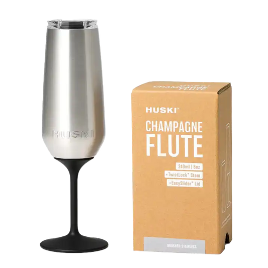 Huski champagne flute brushed stainless 240ml