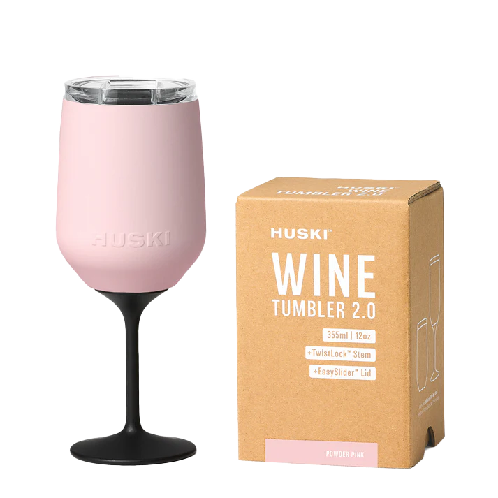 Huski stemmed wine tumbler pink 355ml