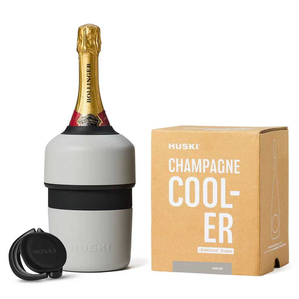 Huski champagne cooler including stopper stone grey