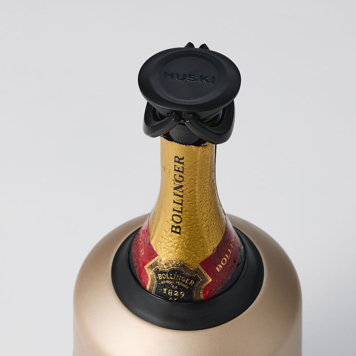 Huski champagne cooler including stopper stone grey