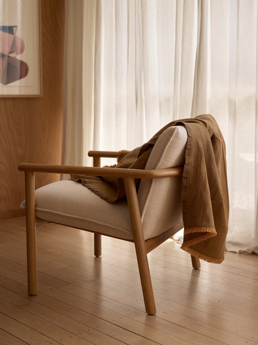 Label upholstered armchair ecru