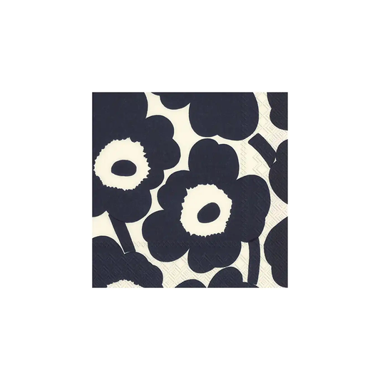 Marimekko unikko cocktail paper napkins set of 20 dark blue