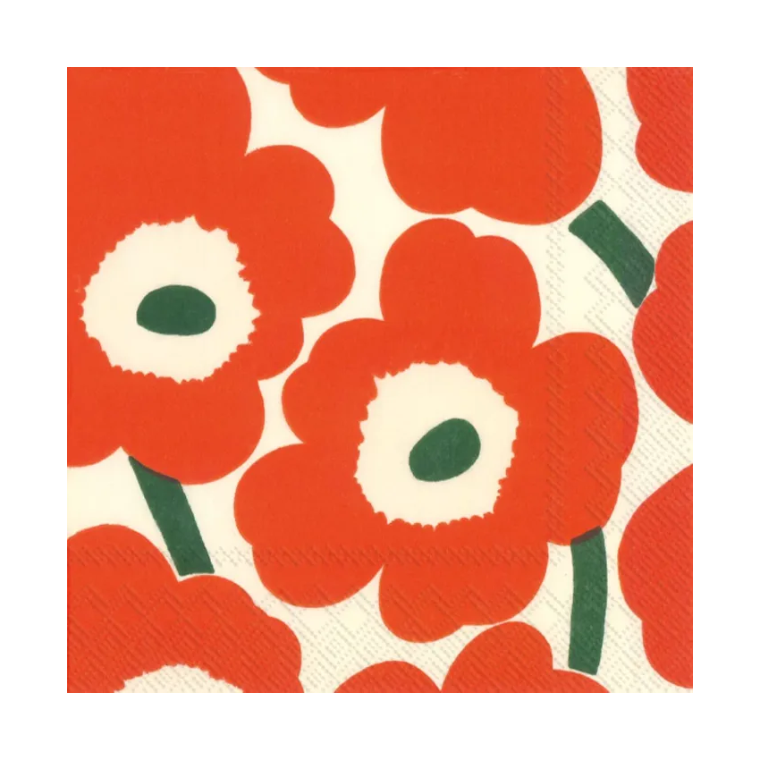 Marimekko unikko paper napkins set of 20 orange