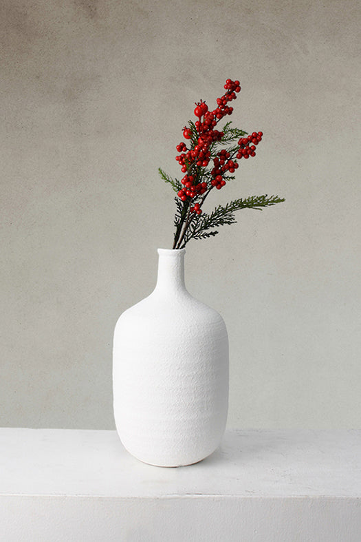 Textured bottle vase white 29cm