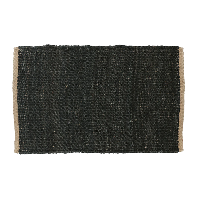 Jute doormat black with natural ends 60 x 90cm