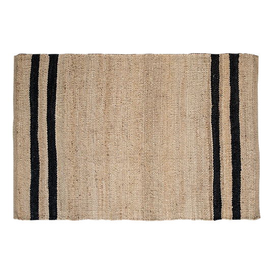 Jute rug natural with black stripes 120 x 180cm