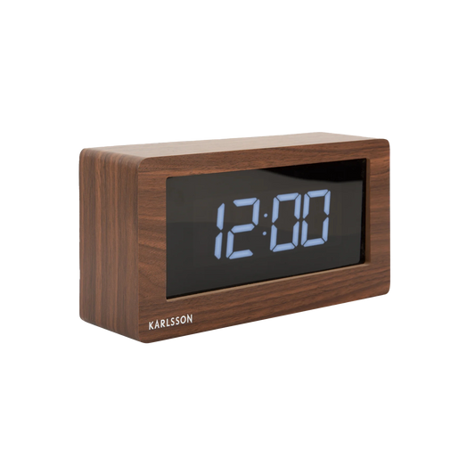 Karlsson boxed LED alarm clock dark wood