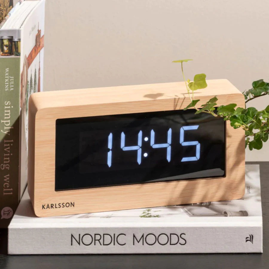 Karlsson boxed LED alarm clock light wood