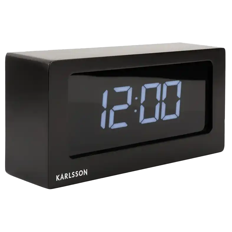 Karlsson boxed LED alarm clock black wood green with envy nz