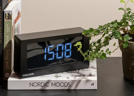 Karlsson boxed LED alarm clock black wood