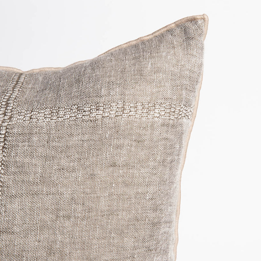 Kozo linen jacquard weave cushion cover khaki 50cm
