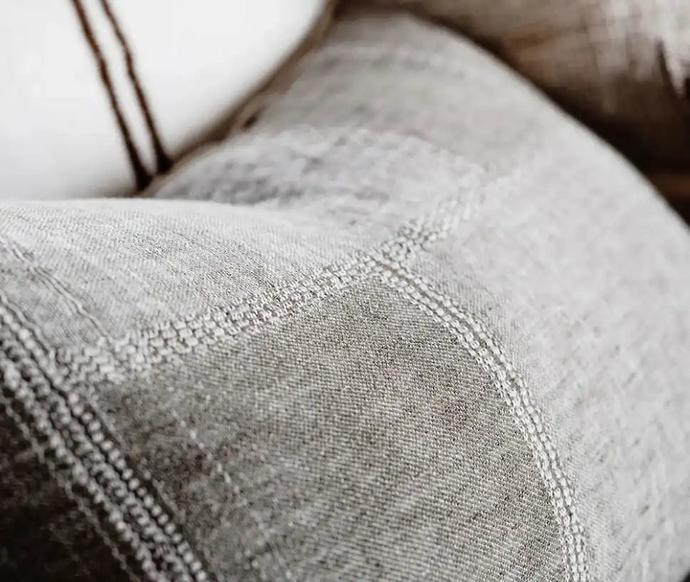 Kozo linen jacquard weave cushion cover khaki 50cm