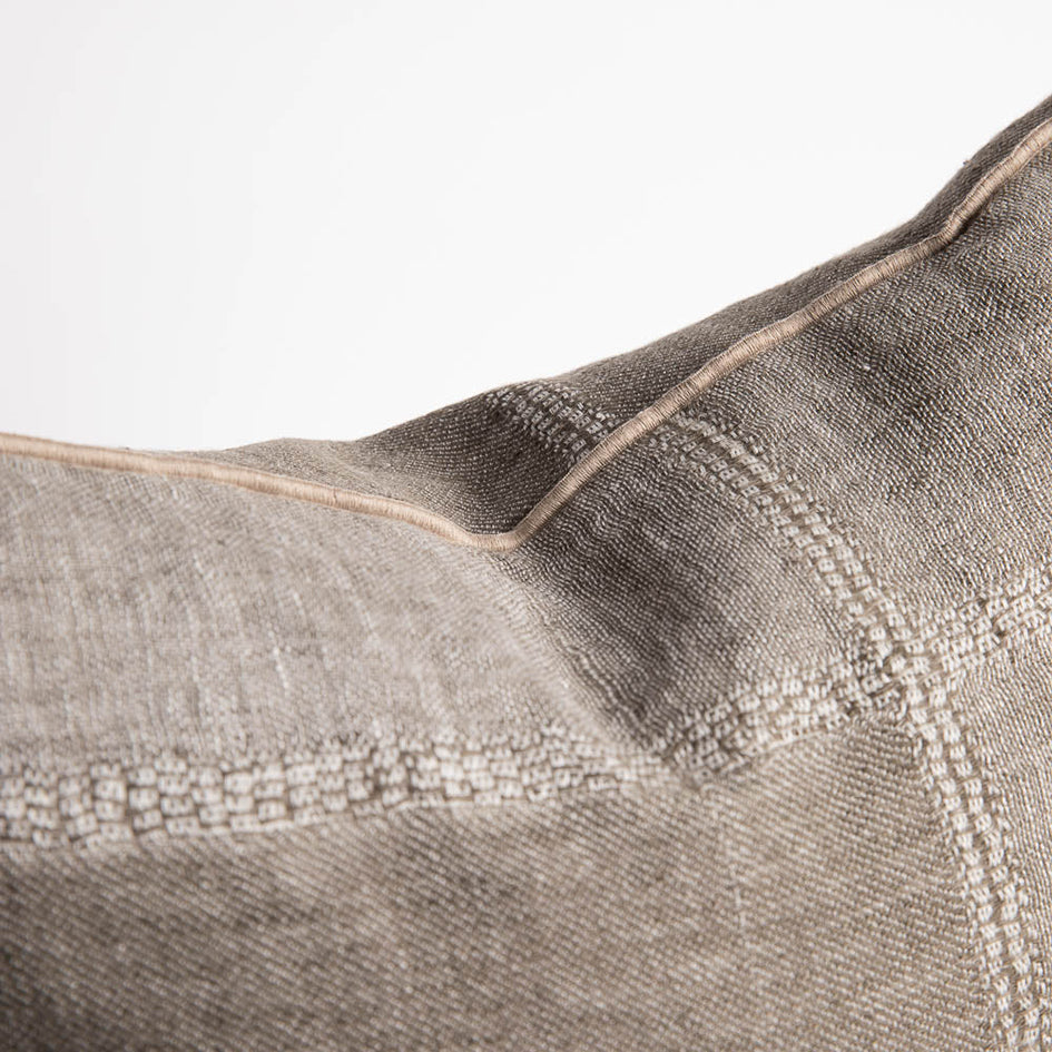 Kozo linen jacquard weave cushion cover khaki 50cm
