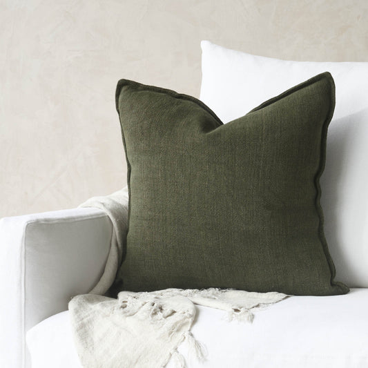 Flaxmill linen cushion cover moss 50cm