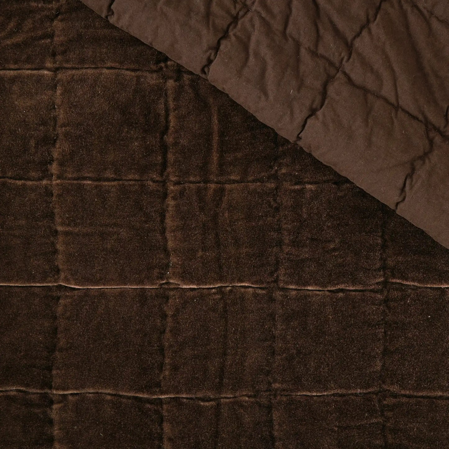 Large cotton velvet quilt chocolate
