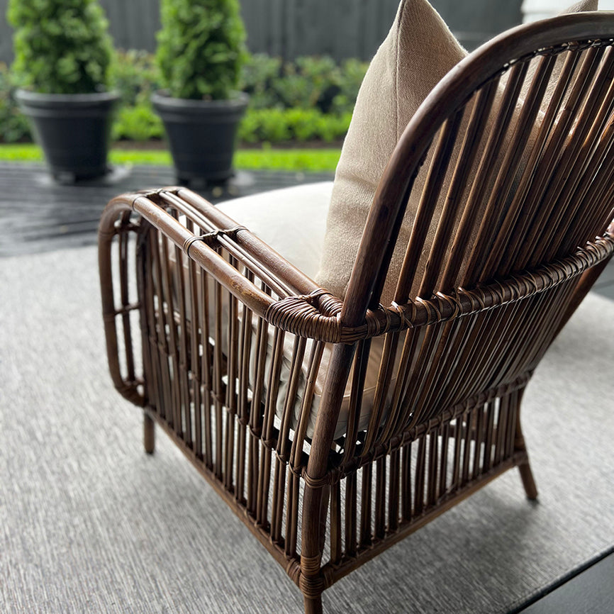 Large rattan armchair dark