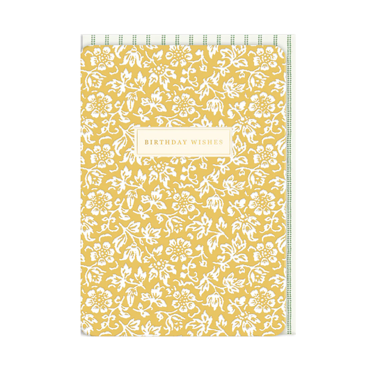 Laura Ashley birthday wishes card mustard