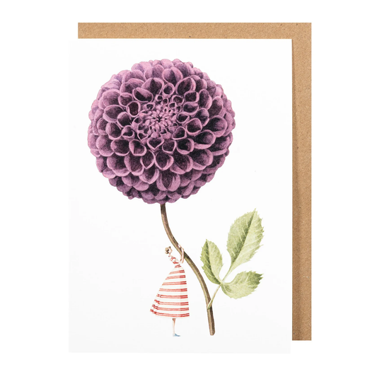 Purple dahlia illustration card