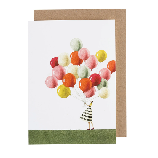 Girl with balloons card