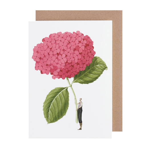 Pink hydrangea illustration card