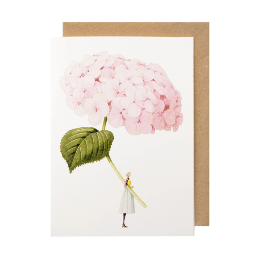 Pale pink hydrangea illustration card