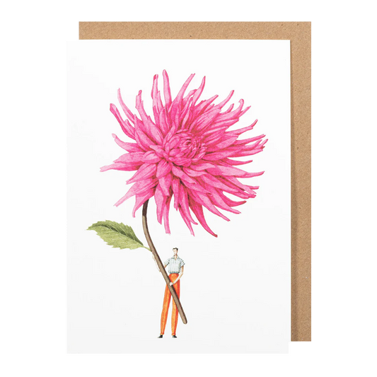 Laura Stoddart pink dahlia illustration card