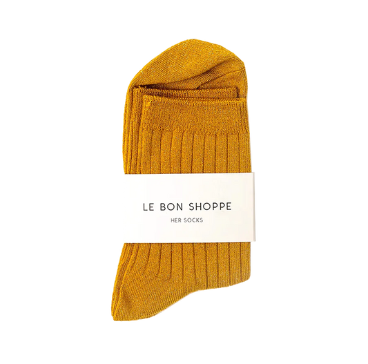 Le Bon Shoppe her socks mustard glitter