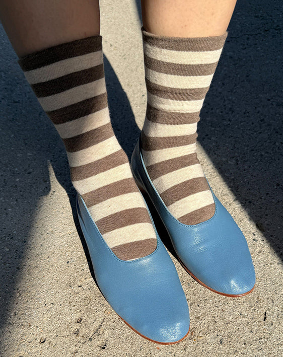 Le Bon Shoppe wally socks wide brown stripe
