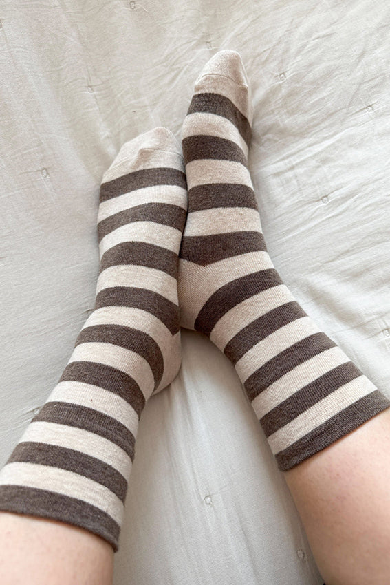 Le Bon Shoppe wally socks wide brown stripe
