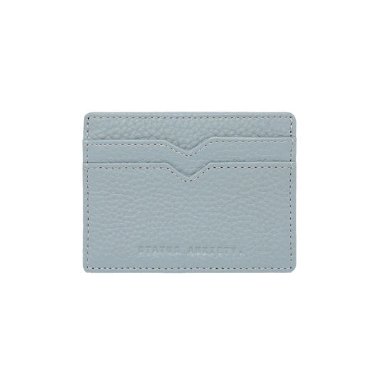 Leather card holder powder blue