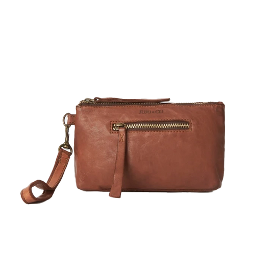 Juju & Co santorini small leather pouch bag cognac