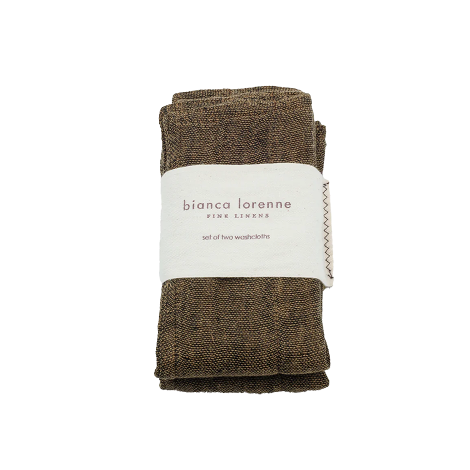 Set of two linen blend wash cloths bronze