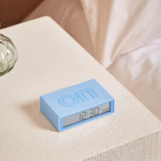 Lexon flip+ reversible alarm clock light blue